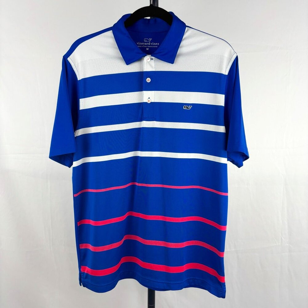 Vineyard Vines Men's Medium Sullivan Engineer Stripe Polo in Kingfisher